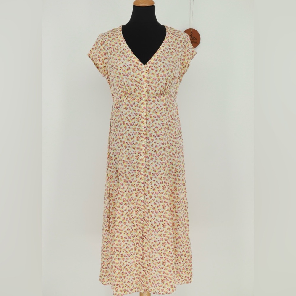 REFORMATION JEANS Denise Carnation‎ Floral Midi Dress Size XS Preloved